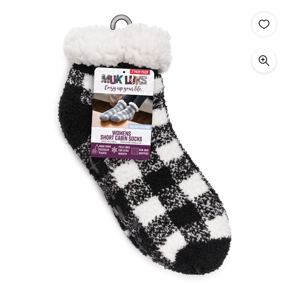 MUK LUKS Women's Ankle Height Cabin Socks 2 pair pack - Picture 2 of 3
